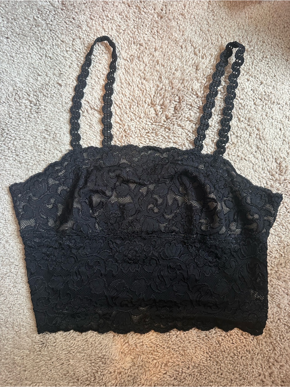 Hanky panky vintage Black Lace Cropped Tank Top